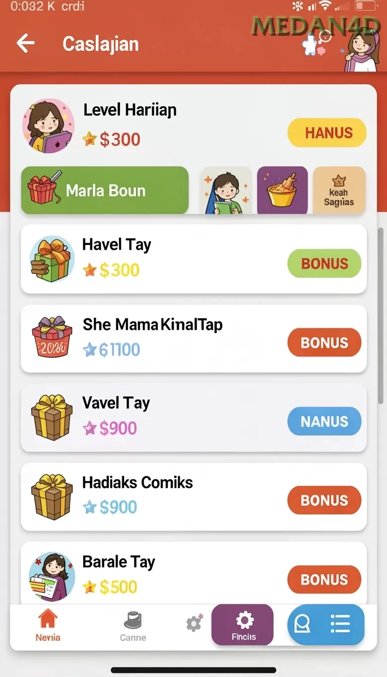 Cuplikan layar HOKIBONUS — menu navigasi