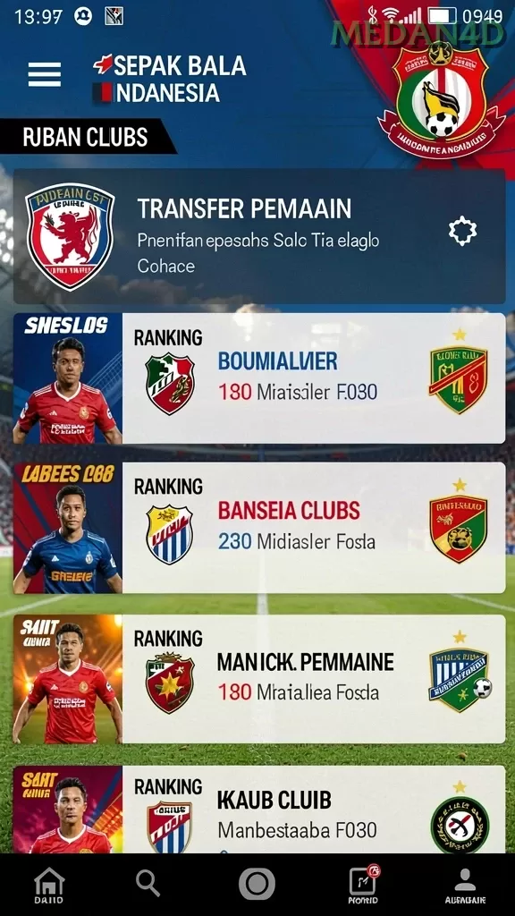 Cuplikan layar F32 — menu navigasi